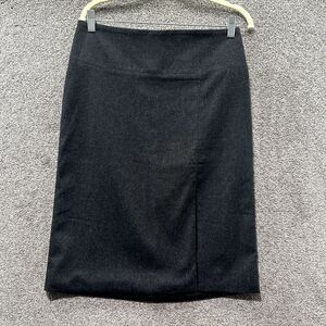 VTG Banana‎ Republic Pencil Skirt 6 Gray Wool Blend Front Slit Back Zip Lined